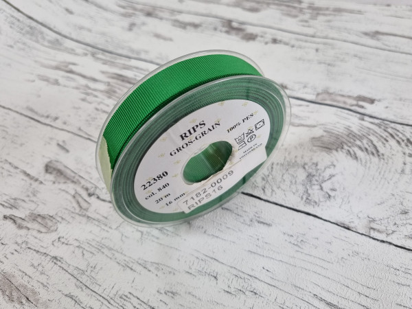 Stuha ripsová RIPS 16-zelená (16mm/20m)