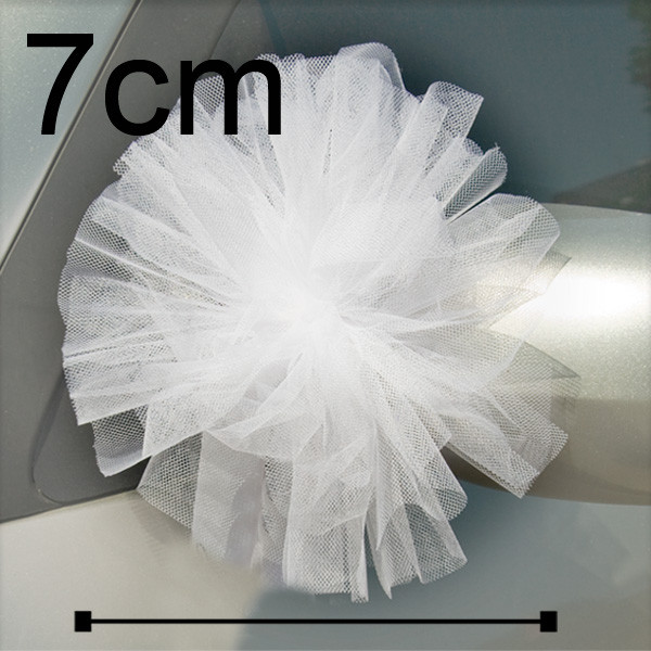 Tylové koule na výzdobu svatebního auta - bílá (Ø7cm, 8ks/bal)