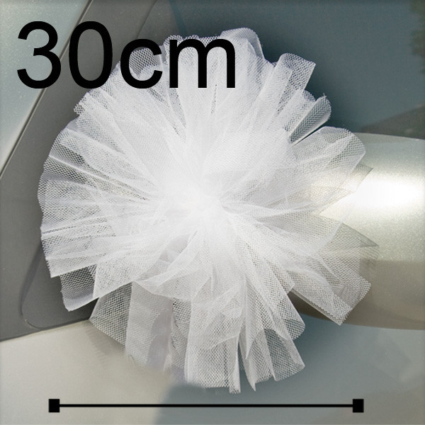 Tylové svatební koule MAXI - bílé (30cm, 1ks/kr)