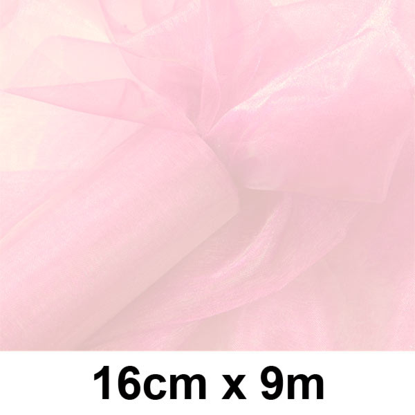 Organzová řezaná stuha 16cm - růžová (9 m/rol)