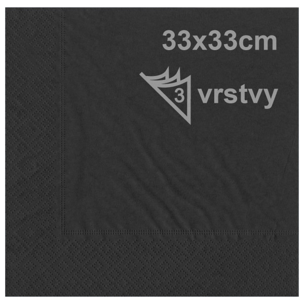 Svatební ubrousky 33 x 33 cm - černá (20 ks/bal)