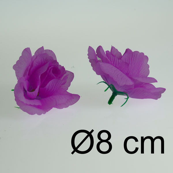 Umělá růže textilní Ø8 cm - švestková