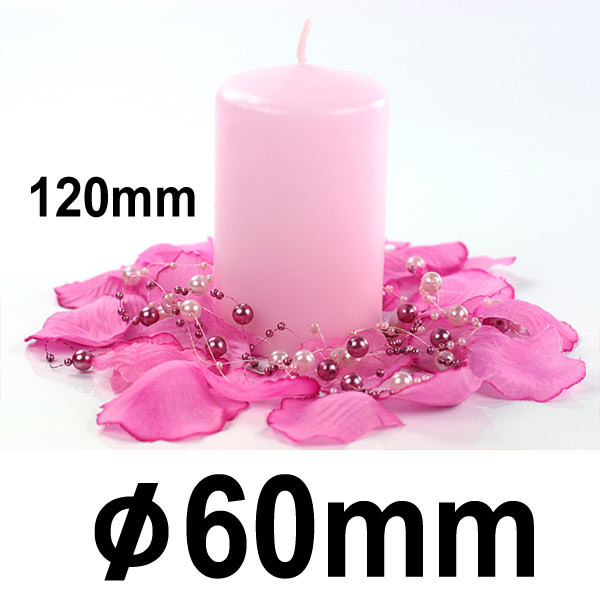Svíčka válcová PASTEL, výška 12 cm, Ø 6 cm  - růžová (1 ks)