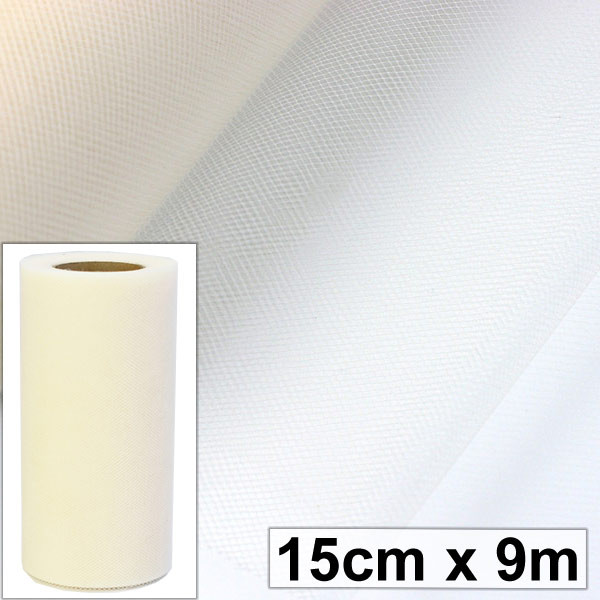 Svatební tyl, šíře 15 cm - krémová ( 9 m/rol )