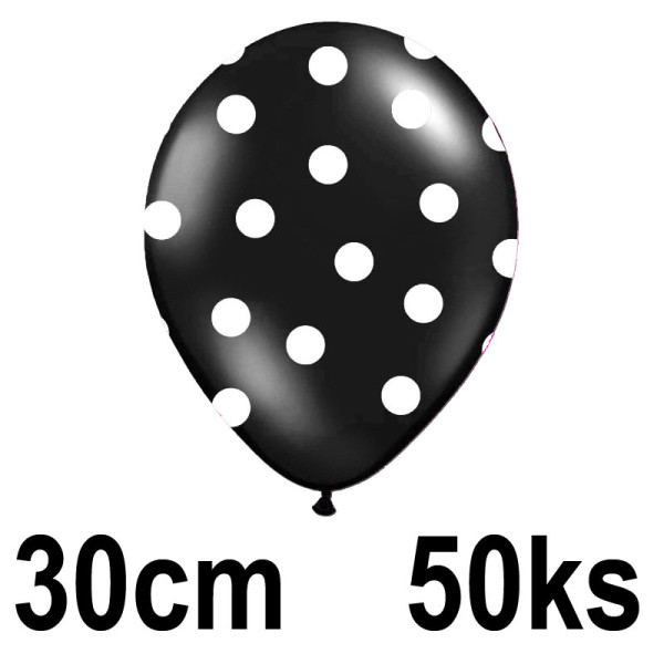 Balonek s puntíky - Ø 30 cm - černá / bílá ( 50 ks/bal )