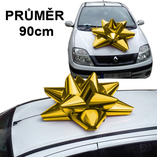 Mašle na auto JUMBO STAR  Ø 90 cm - zlatá (1 ks )