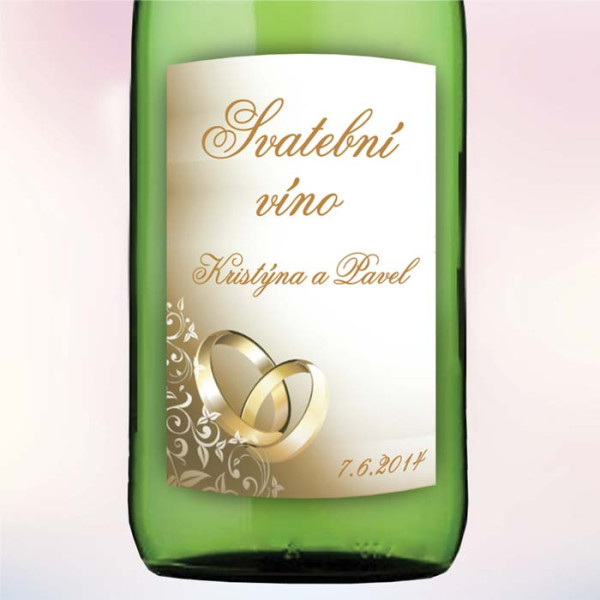 Svatební víno - Zlaté prsteny (1 ks)