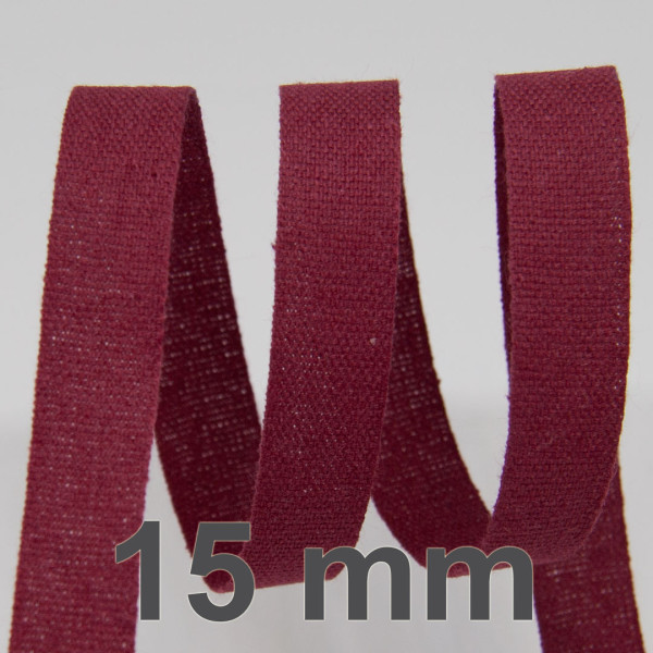 Bavlněná stuha - Cordula 15 mm - bordo 124 (20 m)