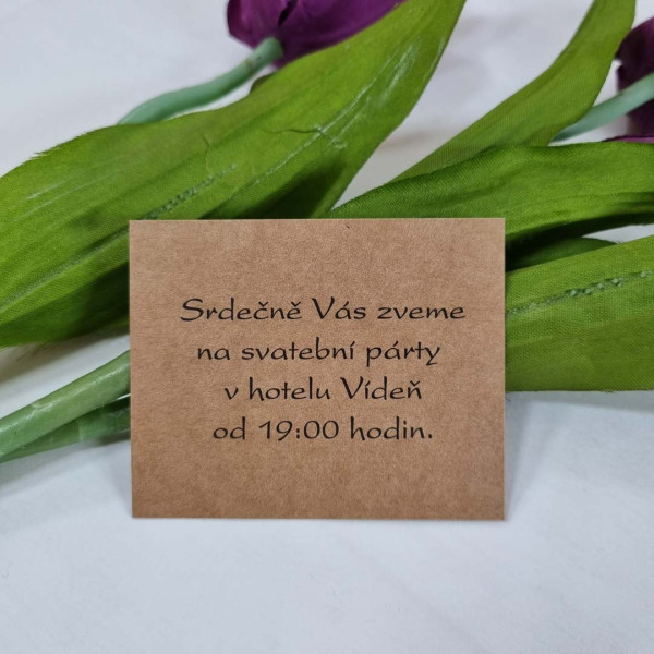 Pozvánka ke svatebnímu stolu UNI 8 x 6,5 cm - kraft (1 ks)