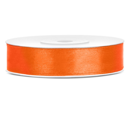 Jednolící atlasová stuha - 12 mm - oranžová ( 25 m / ks )