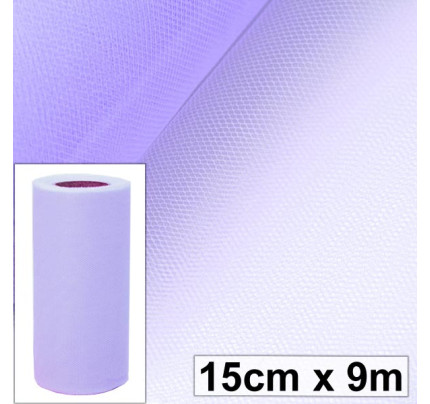 Svatební tyl, šíře 15 cm - lila ( 9 m/rol )