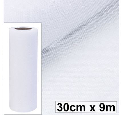 Svatební a aranžerský tyl 30 cm - bílá (9 m/rol)