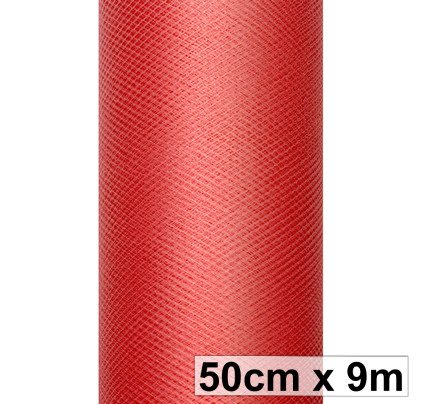 Svatební a aranžerský tyl 50 cm - červená (9 m/rol)